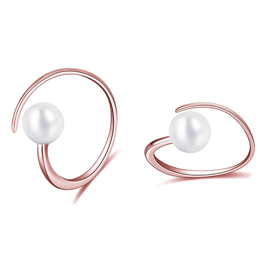 925 Sterling Silver White Freshwater Cultured Pearl Spiral Hoop Earrings for Women