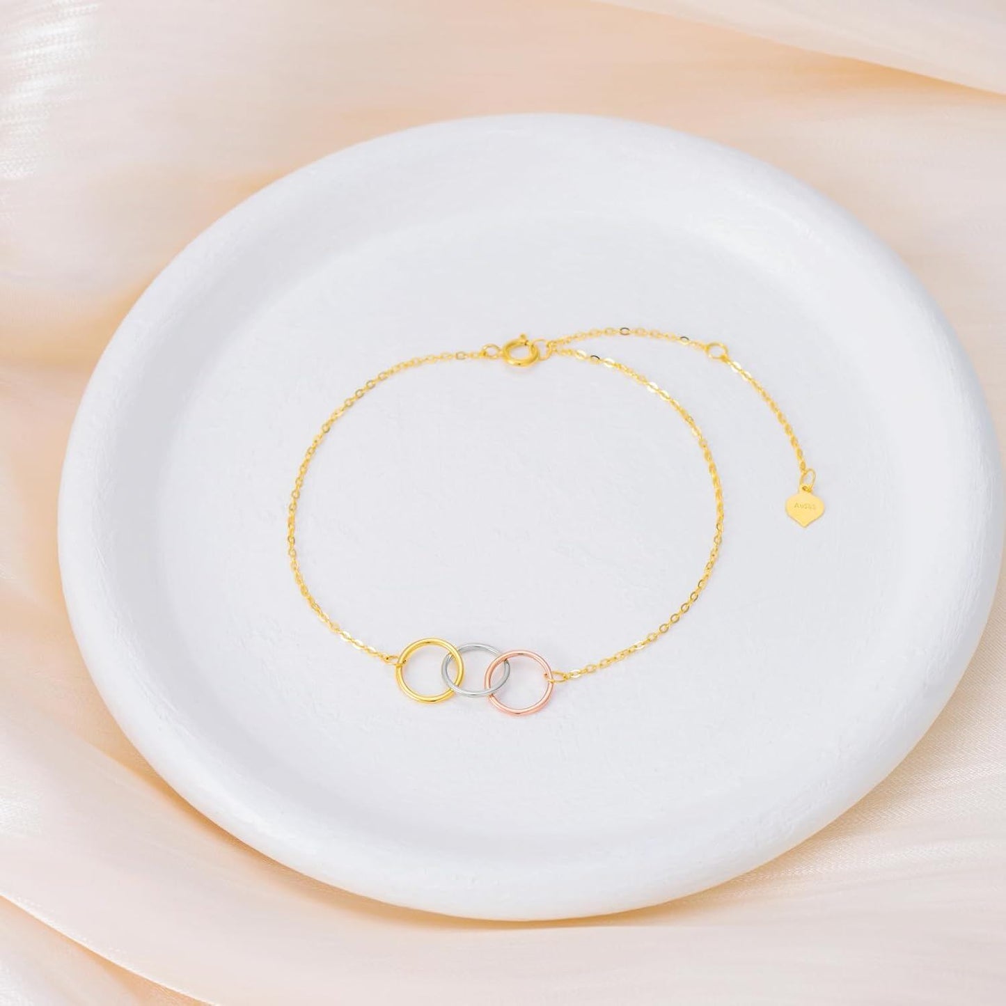 14K Gold Tri-Color Circles Link Chain Bracelet - Infinite Love  for Her