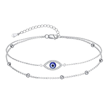 925 Sterling Silver Evil Eye Bracelet with Adjustable Chain Christmas s for Women