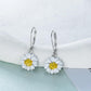 925 Sterling Silver Daisy Flower Leverback Dangle Drop Earrings
