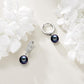 925 Sterling Silver Black Pearl Drop Hoop Earrings for Women