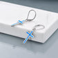 925 Sterling Silver Opal Cross Leverback Dangle Drop Earrings for Women and Men