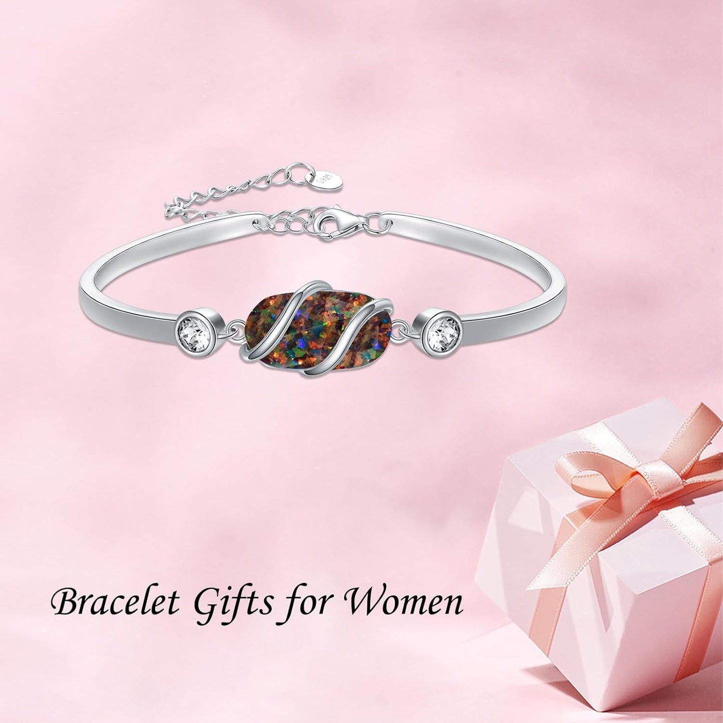 925 Sterling Silver Green Malachite Stone Bangle Bracelet for Women Gifts