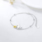 925 Sterling Silver Black & White Cats Adjustable Link Chain Bracelet (7-9 inches)
