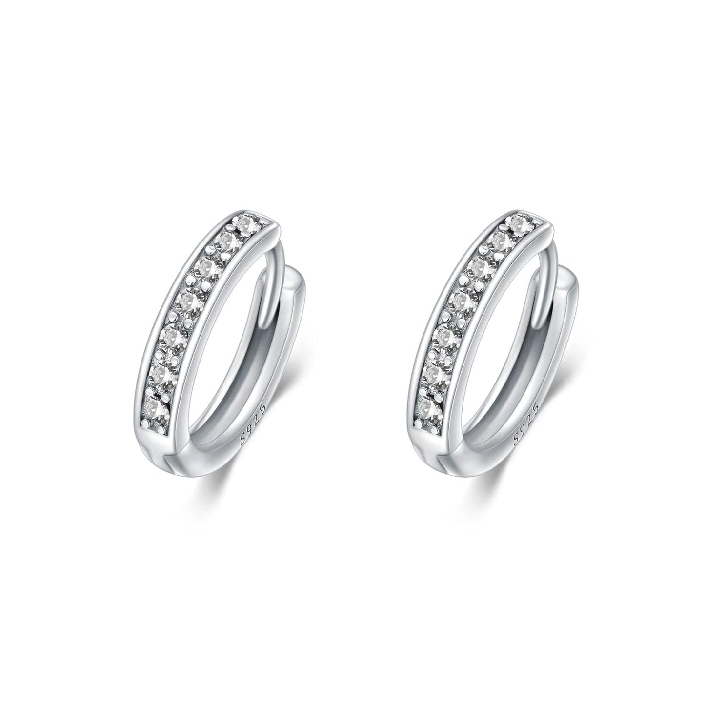 925 Sterling Silver 925 Sterling Silver Cubic Zirconia Austrian Crystals Birthstone Huggie Hoop Earrings