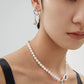 925 Sterling Silver Metal Pearl Choker 14-16mm Round White Freshwater Pearls Necklaces for Women