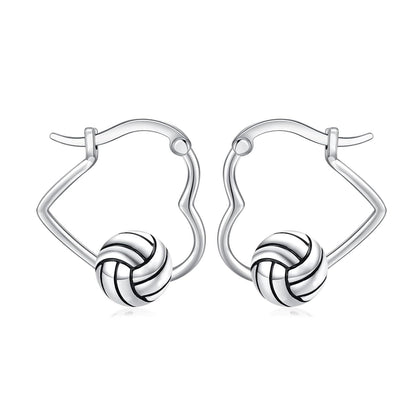 925 Sterling Silver 3D Volleyball Design Huggie Hoop Earrings for Women and Girls Gift Ideas