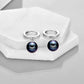 925 Sterling Silver Black Pearl Drop Hoop Earrings for Women