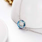 925 Sterling Silver Blue Crystal Circle Chain Bracelet for Women s