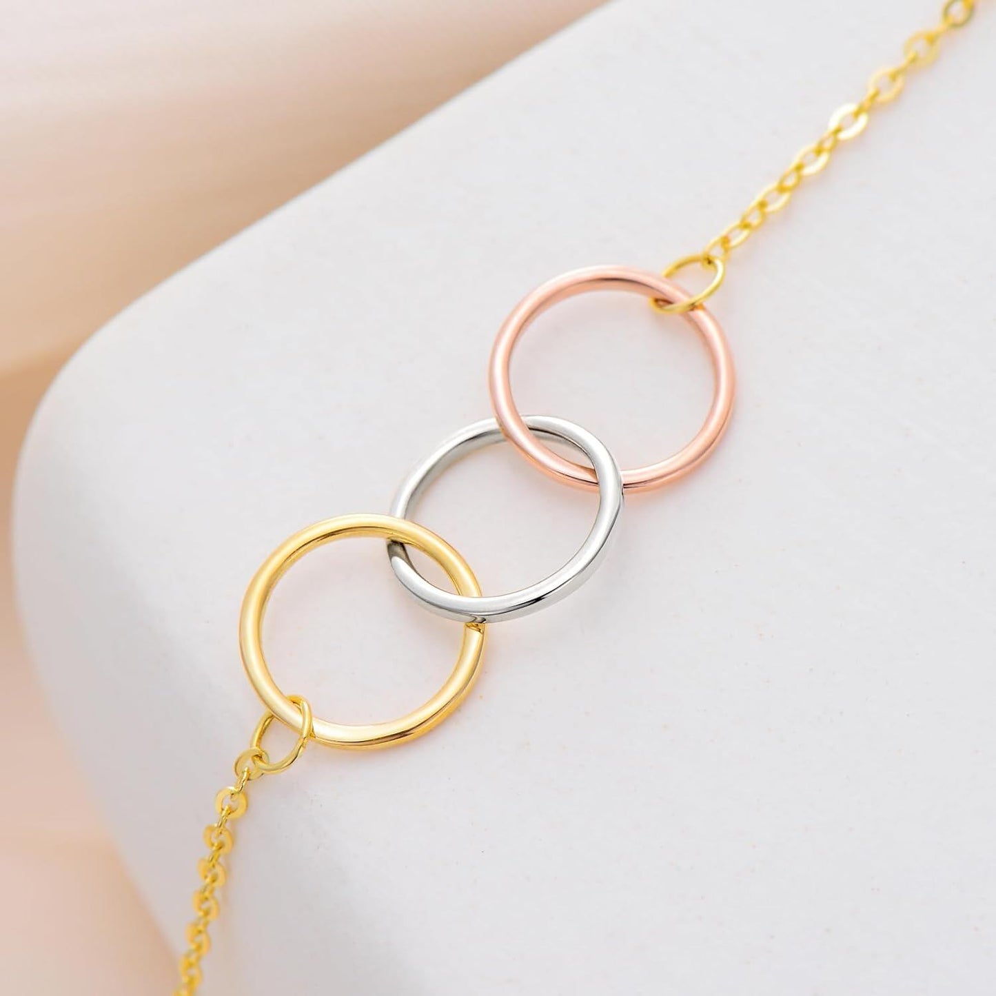 14K Gold Tri-Color Circles Link Chain Bracelet - Infinite Love  for Her