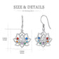 925 Sterling Silver Lotus Earrings with 7 Chakra Stones, 16mm Dangle Drop for Women