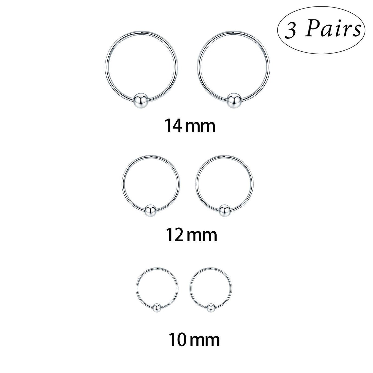 925 Sterling Silver Gold Black Rose Plated Hypoallergenic Tiny Huggie Hoop Earrings 8mm Diameter