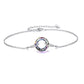 925 Sterling Silver Blue Crystal Circle Chain Bracelet for Women s