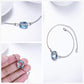 925 Sterling Silver Blue Crystal Circle Chain Bracelet for Women s