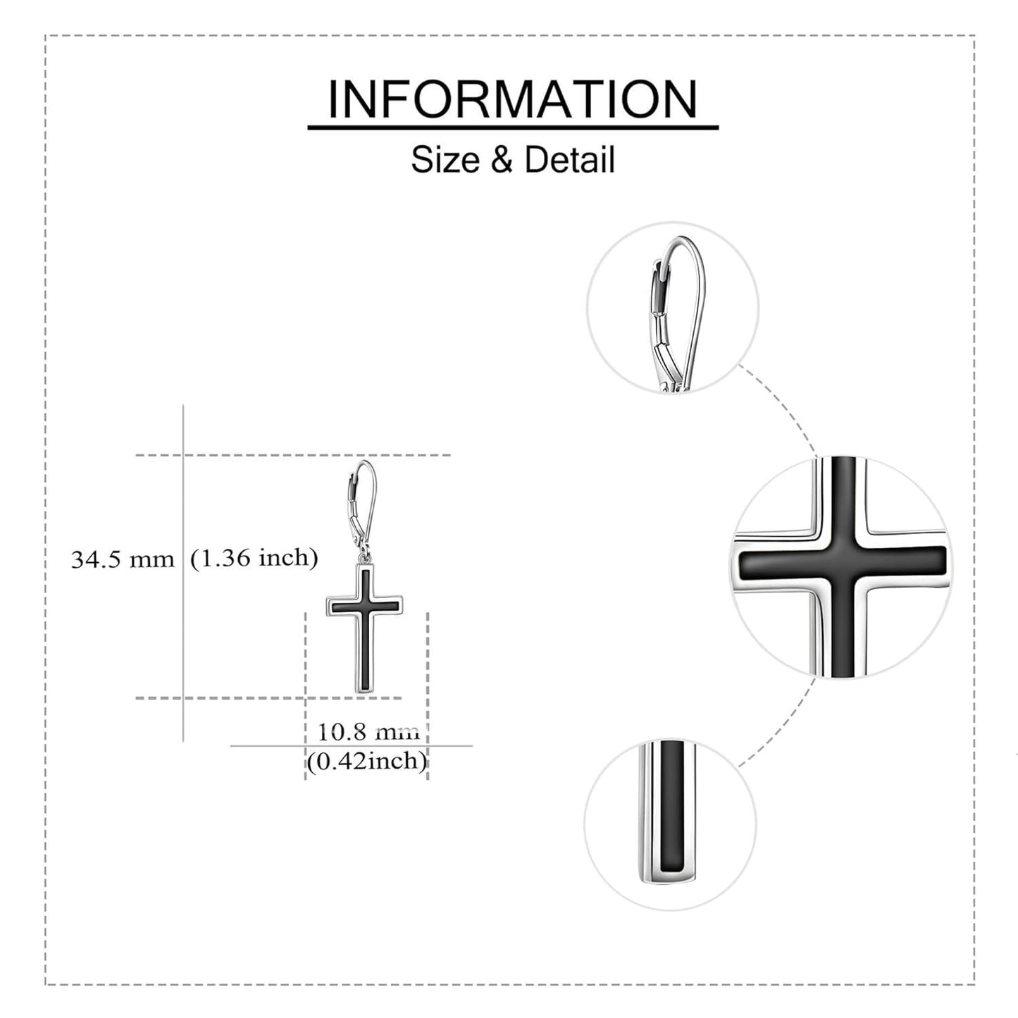 925 Sterling Silver Opal Cross Leverback Dangle Drop Earrings for Women and Men
