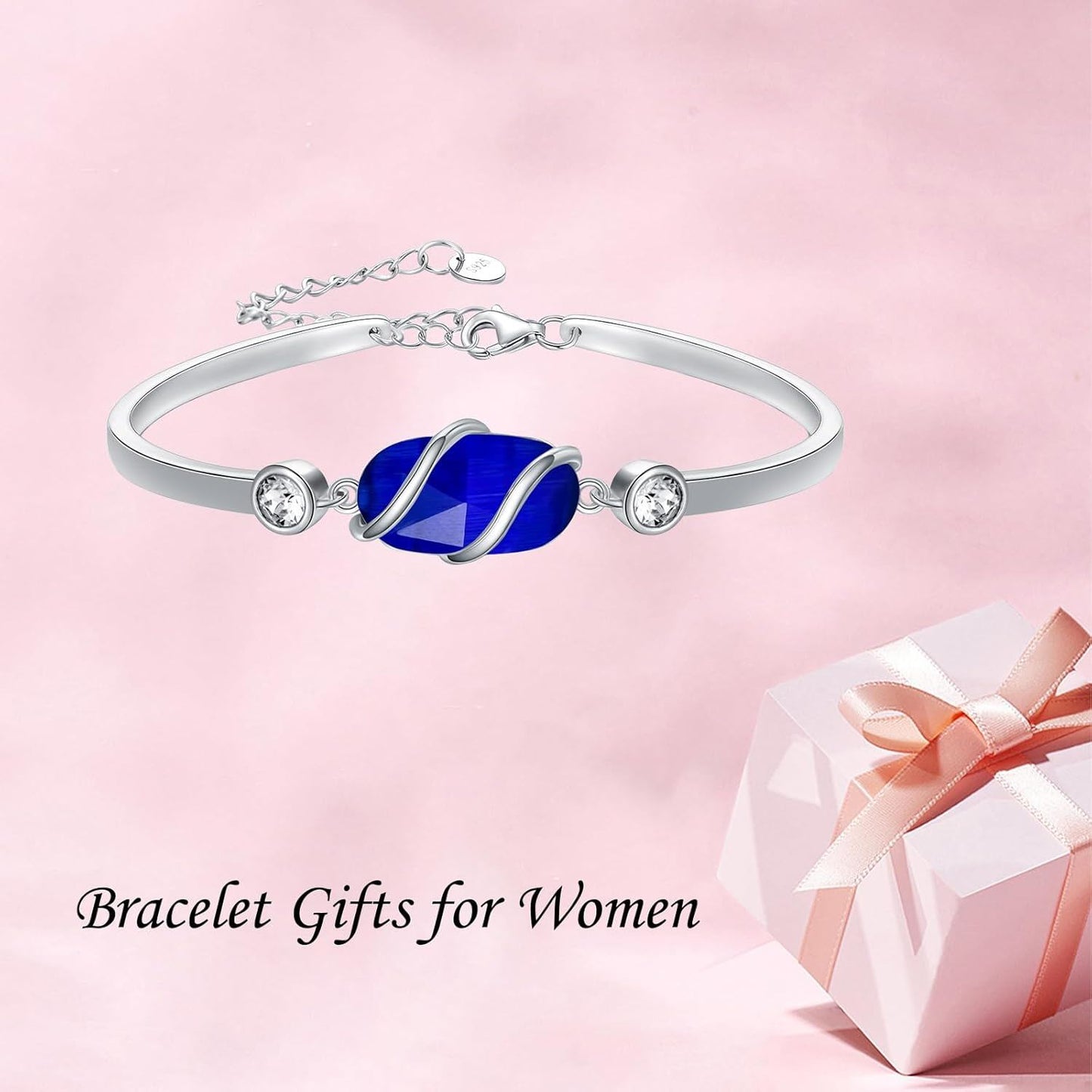 925 Sterling Silver Green Malachite Stone Bangle Bracelet for Women Gifts