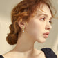 Gold-Plated 925 Sterling Silver Flower and Leaf Design with Pearl Dangle Stud Earrings for Women