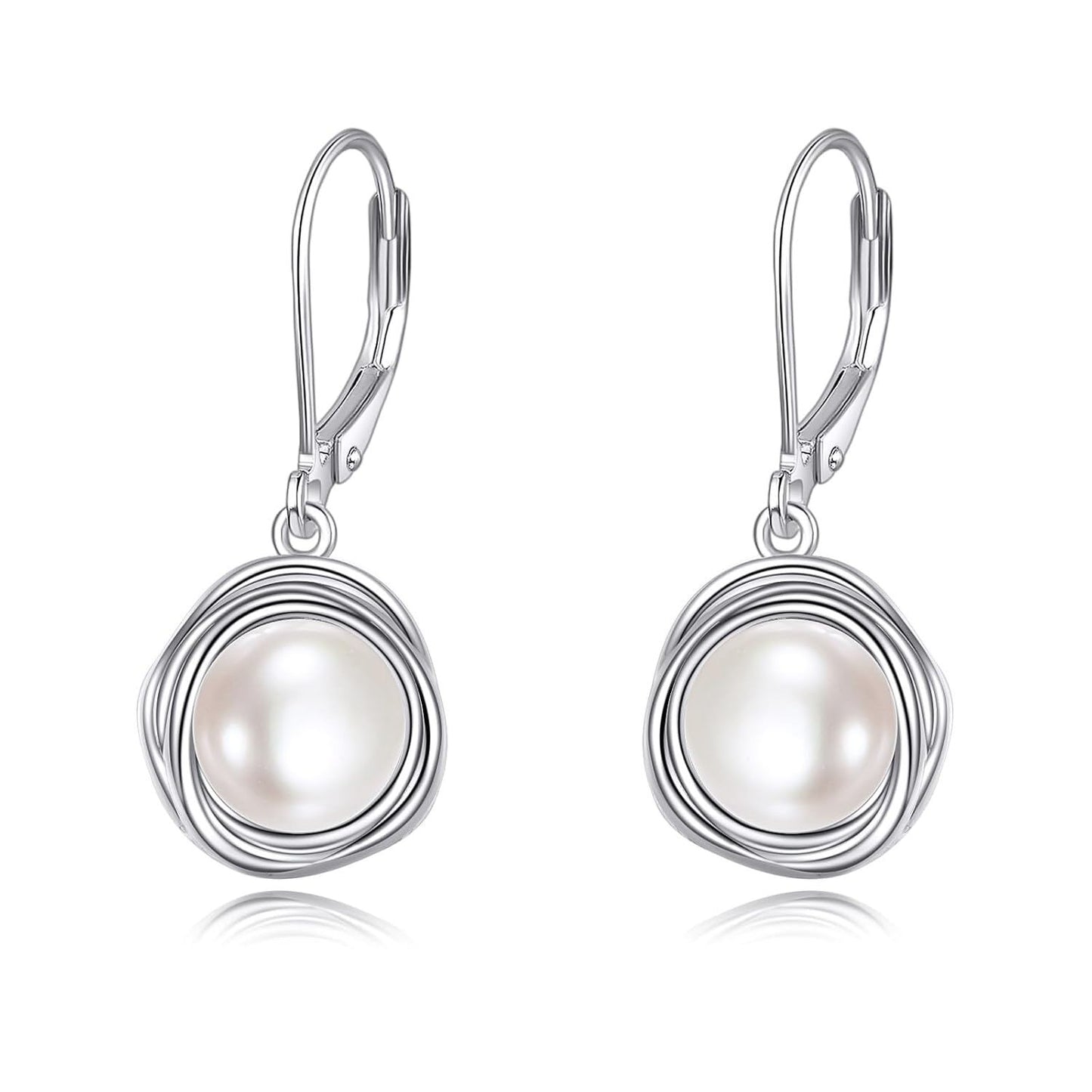 925 Sterling Silver Freshwater Cultured Pearl Leverback Drop Earrings