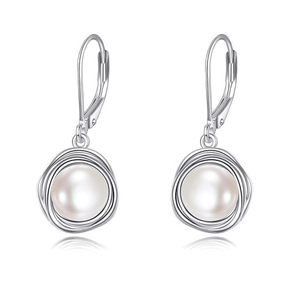 925 Sterling Silver Freshwater Cultured Pearl Leverback Drop Earrings