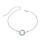 925 Sterling Silver Blue Crystal Circle Chain Bracelet for Women s