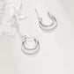 925 Sterling Silver Round Double Hoop Earrings Minimalist Layered Circles Holiday Gift for Her
