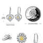 925 Sterling Silver Yellow Citrine Daisy Flower Heart Drop Dangle Lever Back Earrings for Women