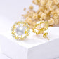 Gold 925 Sterling Silver Cubic Zirconia and White Pearl Stud Earrings for Women