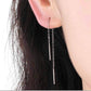 Gold 925 Sterling Silver Threader Chain Dangle Earrings with Long Bar Pendant for Women 925 Gold Plated Minimalist  Idea