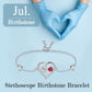 925 Sterling Silver & 5A Zircon Heart Stethoscope Birthstone Bracelet - Adjustable Chain