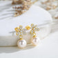 Gold 925 Sterling Silver Dragonfly White Shell Pearl Stud Earrings 6mm AAA Cubic Zirconia Stones Jewelry for Women Girls Gift Boxed
