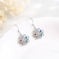 925 Sterling Silver Lotus Earrings with 7 Chakra Stones, 16mm Dangle Drop for Women