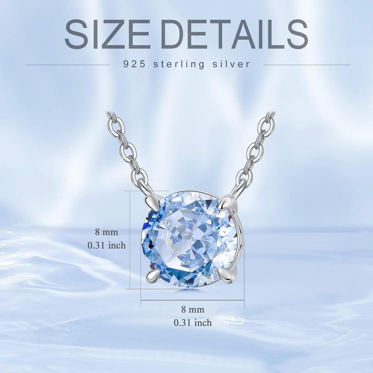 925 Sterling Silver Birthstone Necklace for Women Choker Pendant Jewelry Gift for Her Wife Girlfriend Mom