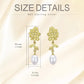 Gold-Plated 925 Sterling Silver Flower and Leaf Design with Pearl Dangle Stud Earrings for Women