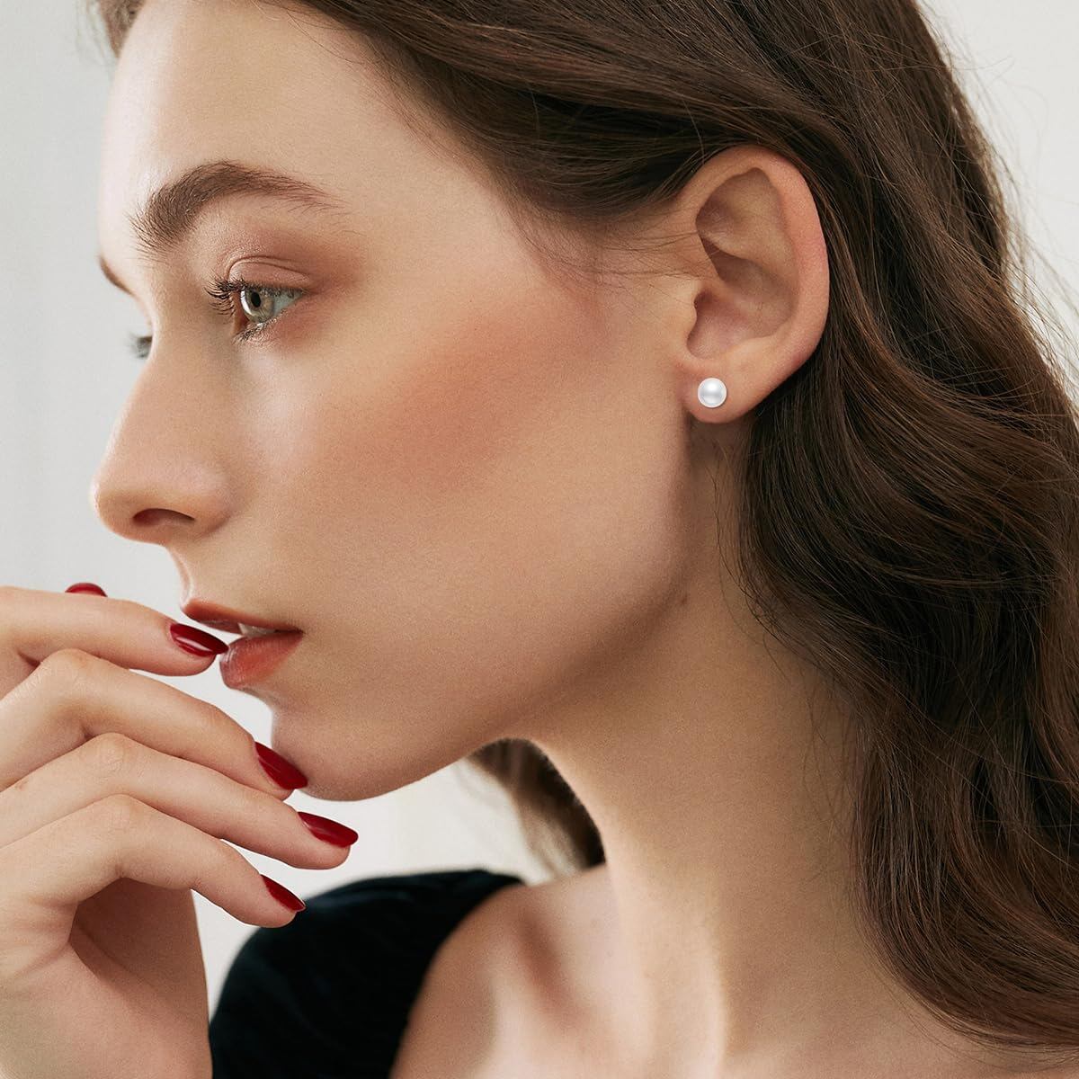 10K Gold AAAA+ White Freshwater Pearl 5 10mm Stud Earrings for Women