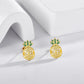 925 Sterling Silver Plated Gold  Pomegranate Stud Earrings with Green and Yellow Stones - Fruits Inspired Jewelry for Women