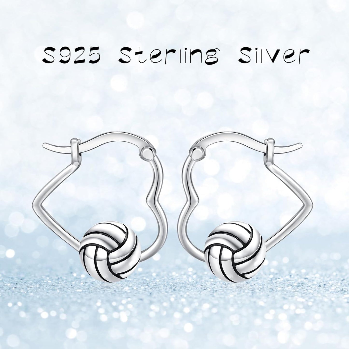 925 Sterling Silver 3D Volleyball Design Huggie Hoop Earrings for Women and Girls Gift Ideas