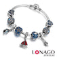 925 Sterling Silver Snake Chain Charm Bracelet with Barrel Clasp - Birthday Gift for Women