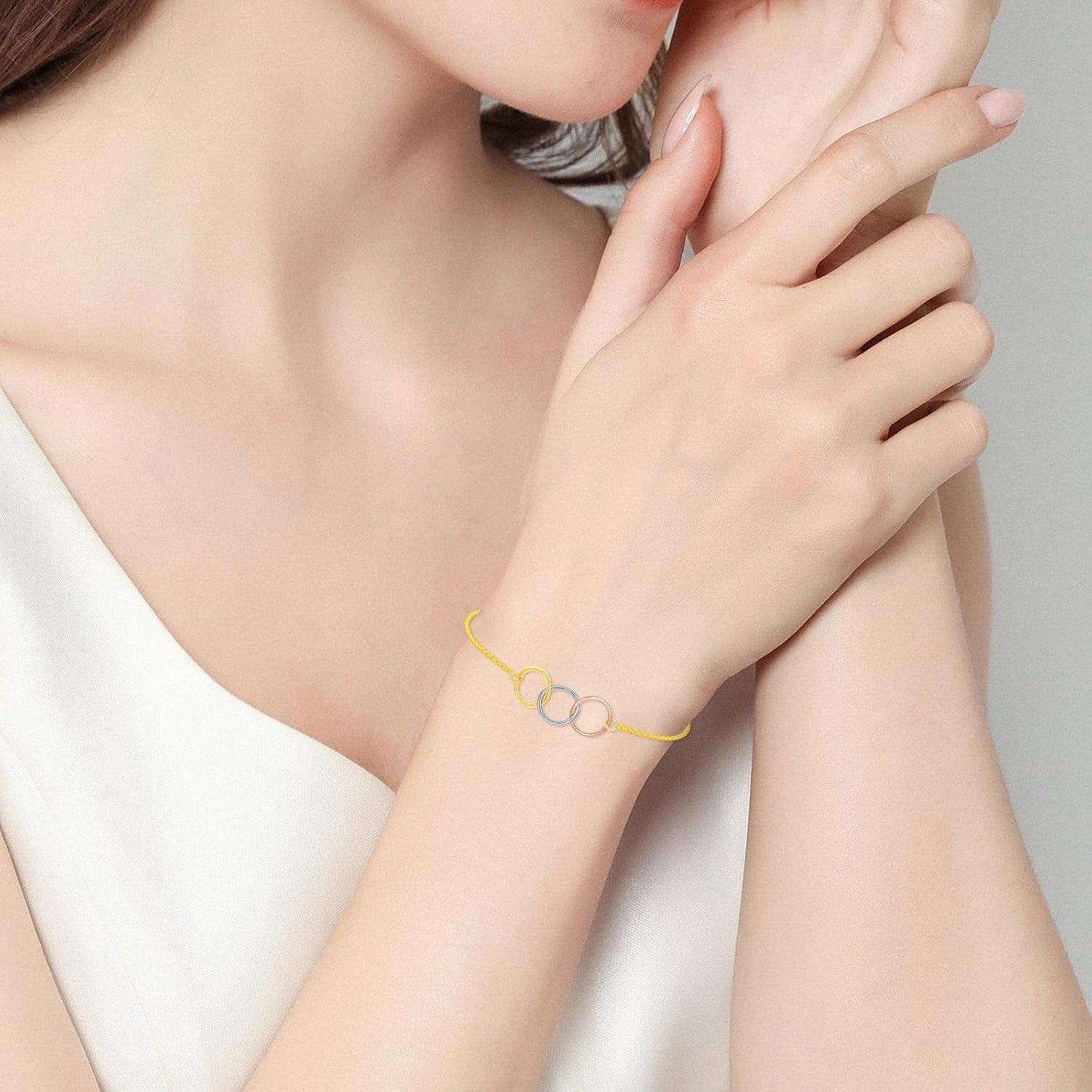 14K Gold Tri-Color Circles Link Chain Bracelet - Infinite Love  for Her