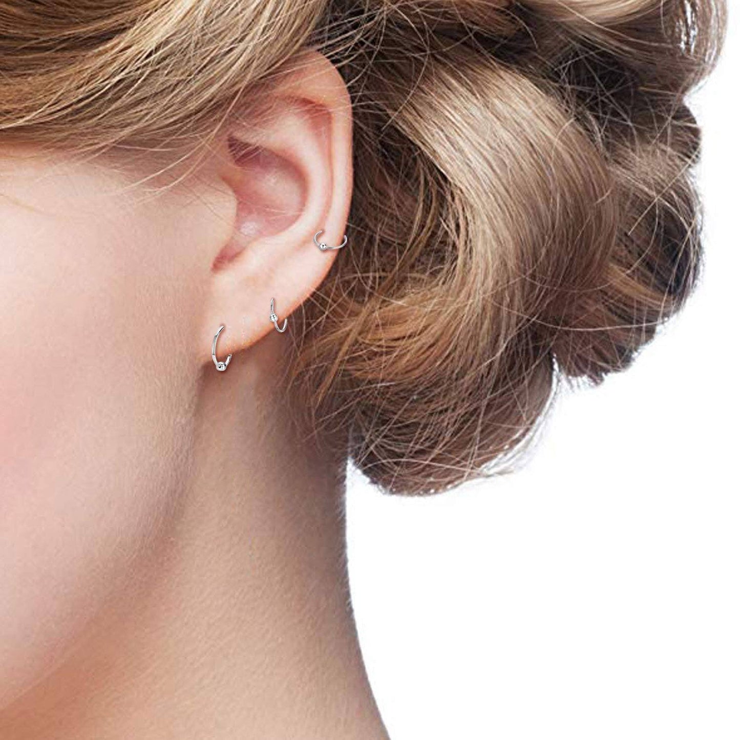 925 Sterling Silver Gold Black Rose Plated Hypoallergenic Tiny Huggie Hoop Earrings 8mm Diameter