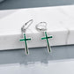 925 Sterling Silver Opal Cross Leverback Dangle Drop Earrings for Women and Men