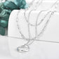 925 Sterling Silver Bohemian Layered Necklace with Triangular Pendant and Chain - Holiday Gift Ideas for Her
