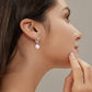 925 Sterling Silver Black Pearl Drop Hoop Earrings for Women