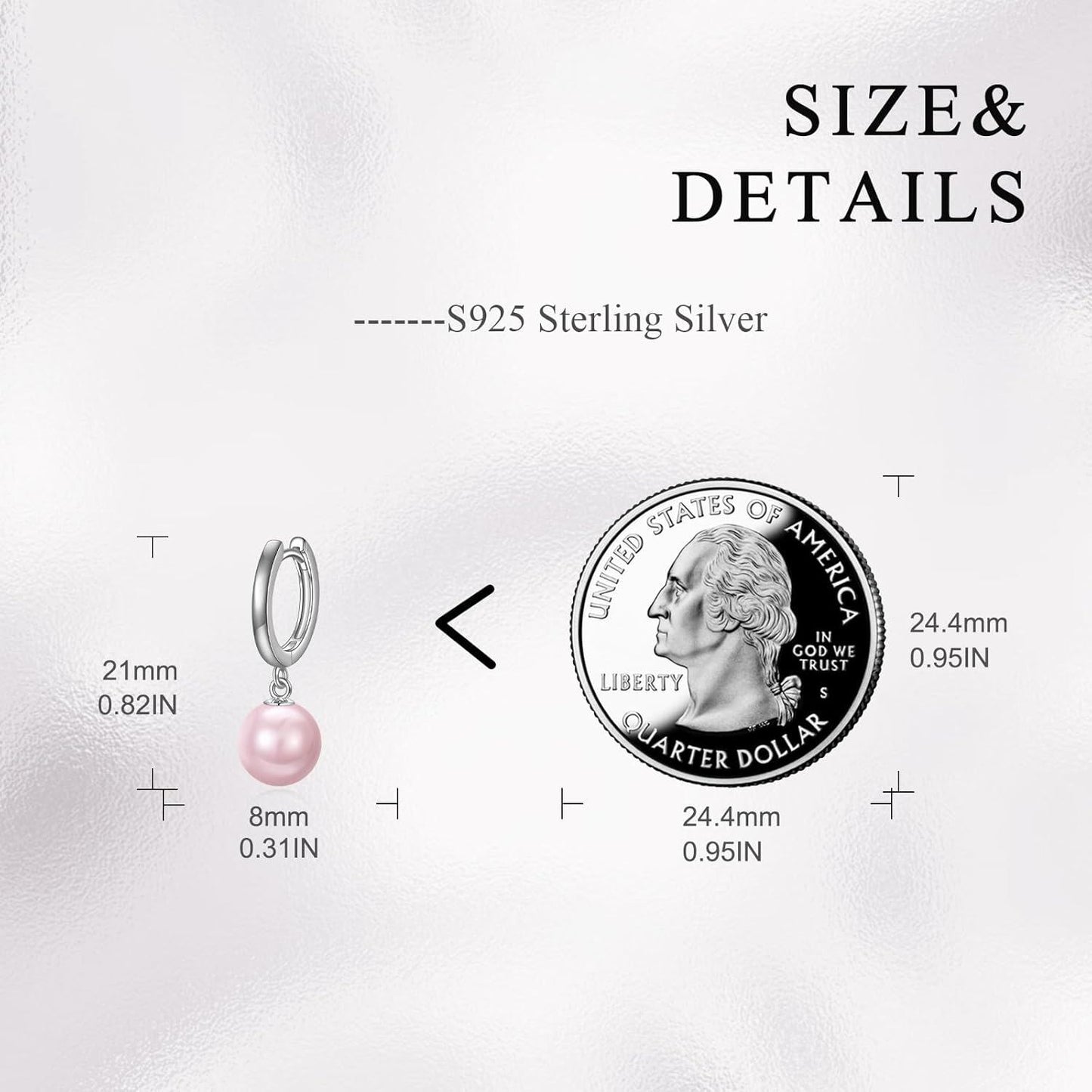 925 Sterling Silver Black Pearl Drop Hoop Earrings for Women