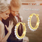 Gold Plated Accent 925 Sterling Silver Small Hoop Earrings with Mother of Pearl