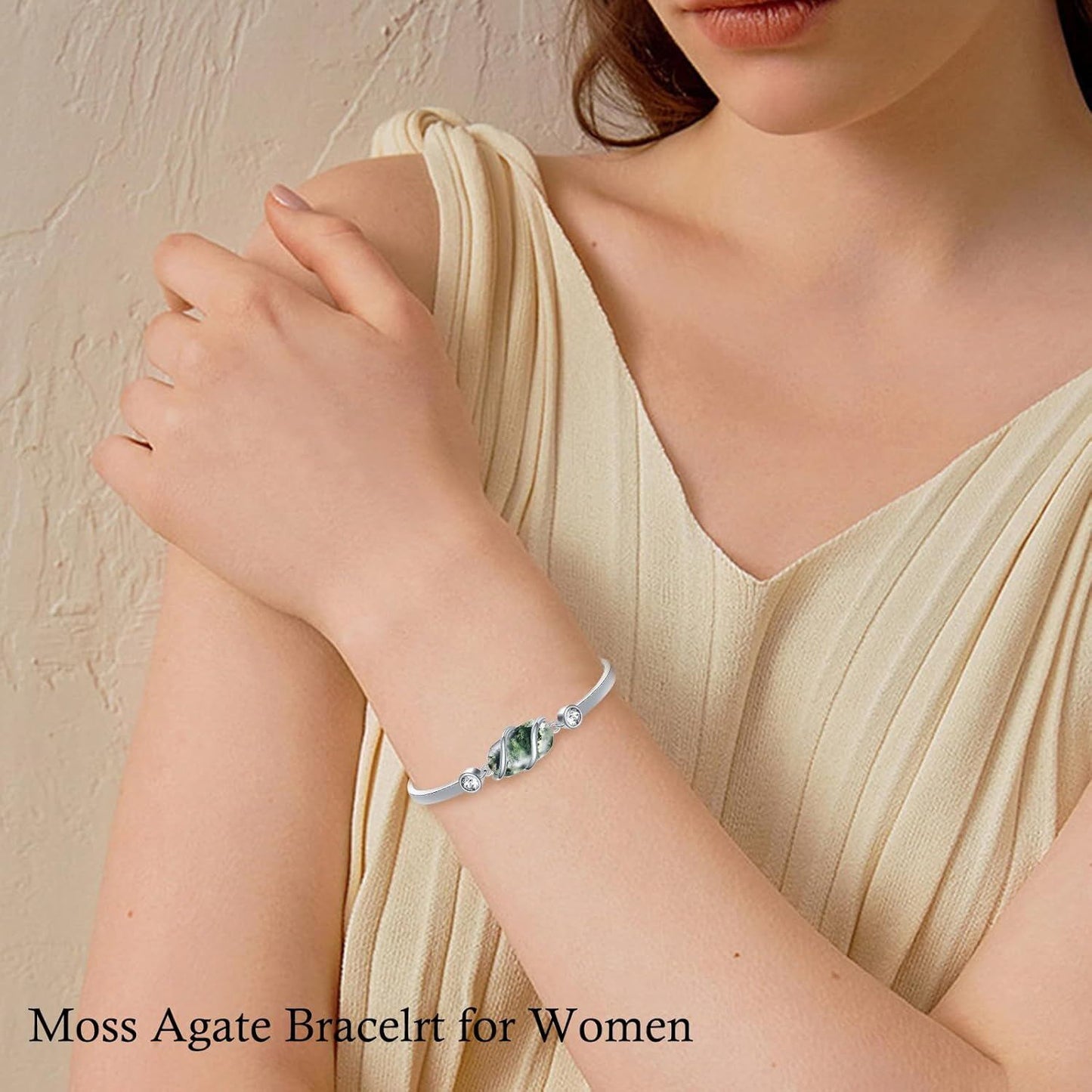 925 Sterling Silver Green Malachite Stone Bangle Bracelet for Women Gifts