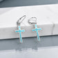 925 Sterling Silver Opal Cross Leverback Dangle Drop Earrings for Women and Men