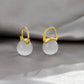 Gold 925 Sterling Silver Round White Shell Pearl Leverback Hoop Earrings 23mm Diameter