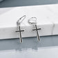 925 Sterling Silver Opal Cross Leverback Dangle Drop Earrings for Women and Men