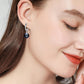 925 Sterling Silver Black Pearl Drop Hoop Earrings for Women