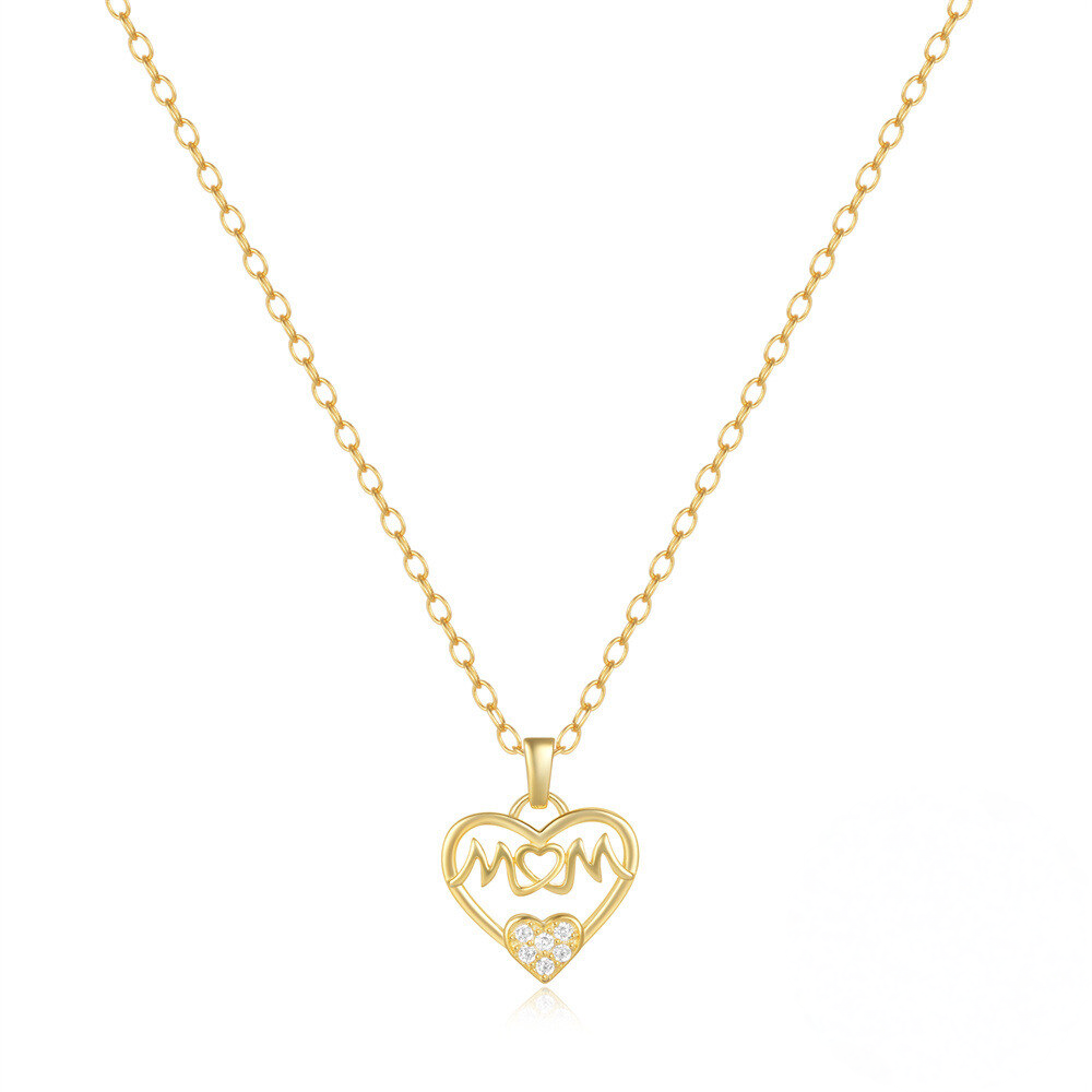 925 Sterling Silver Heart-shaped English Letter Pendant Necklace With Zircon